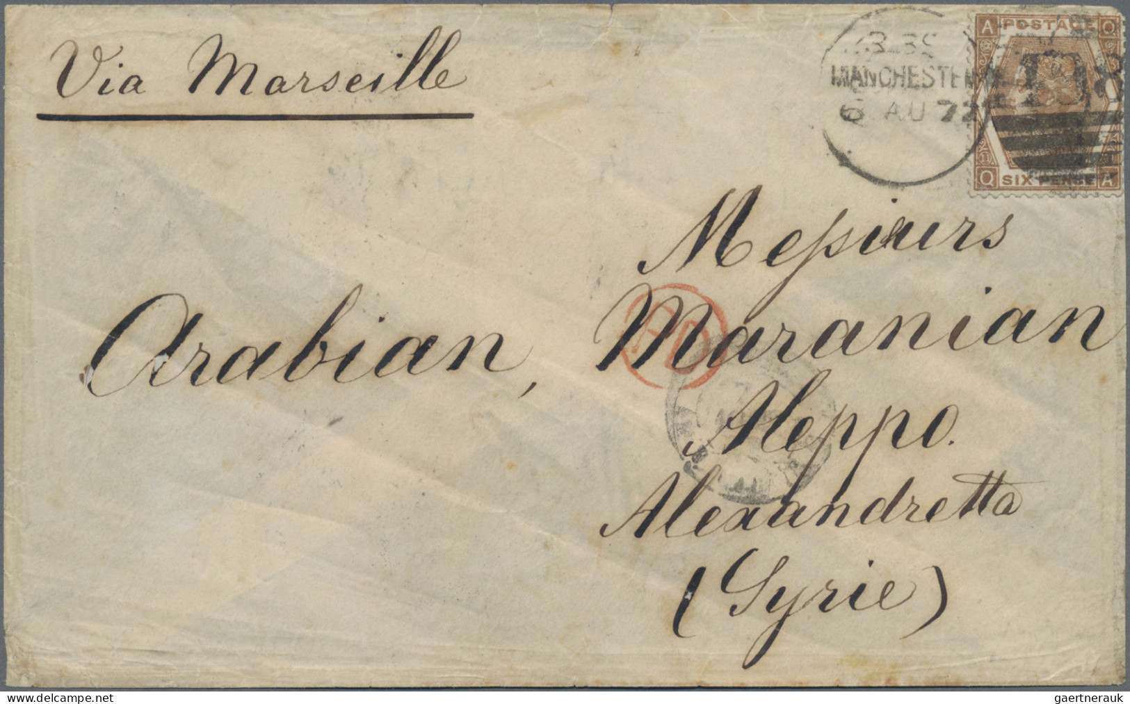 Turkey: 1868-70 Duloz 2pi. And Bisected 20pa. Green Used On Back Of Cover Sent F - Cartas & Documentos