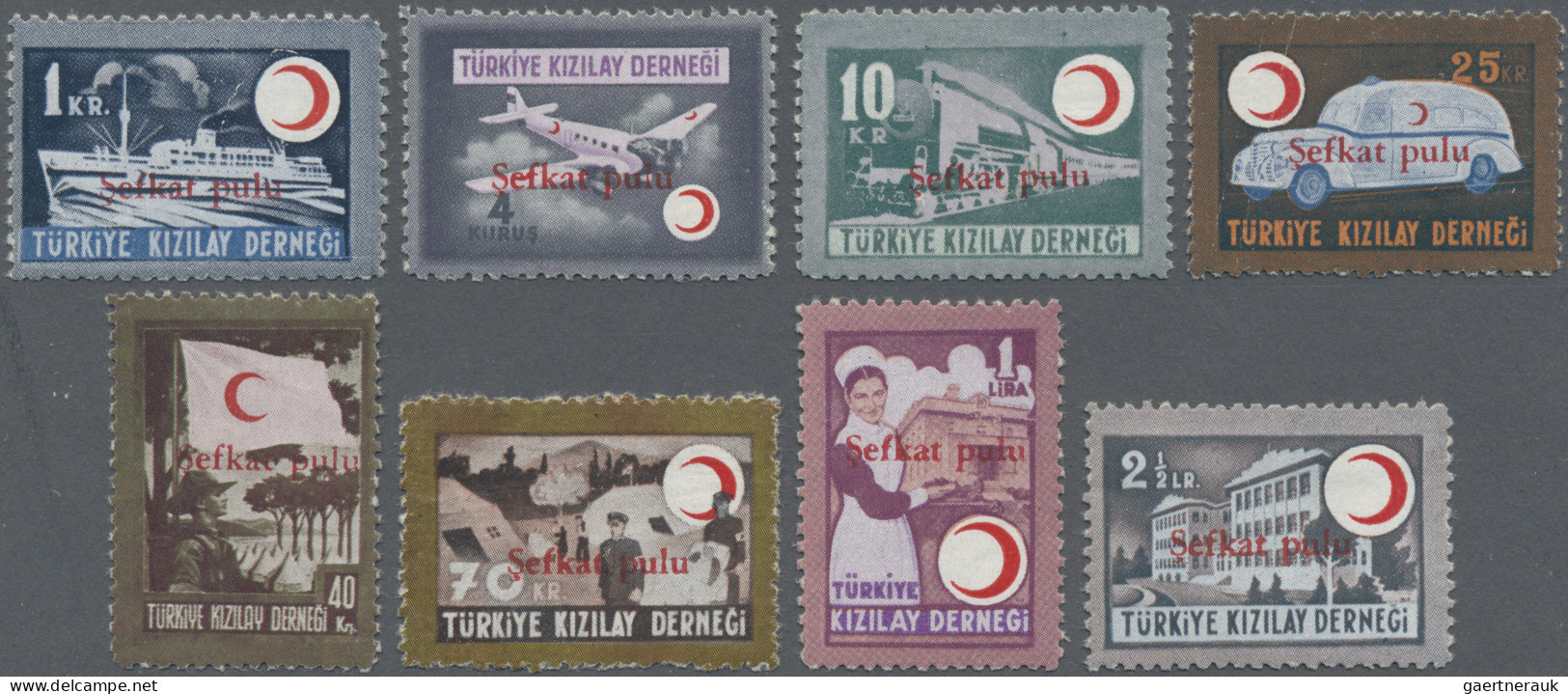 Turkey: 1949, War Invalid Relief, Complete Set Of Eight Values, Mint Original Gu - Francobolli Di Beneficenza