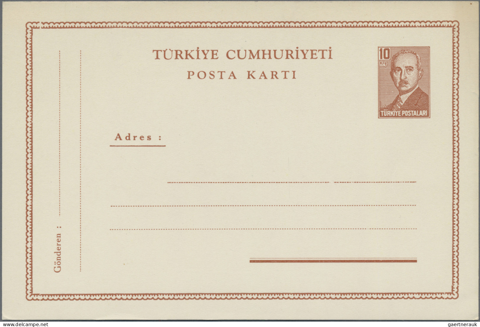 Turkey - Postal Stationery: 1949, President Inönü, Complete Set Of Four Mint Pos - Interi Postali