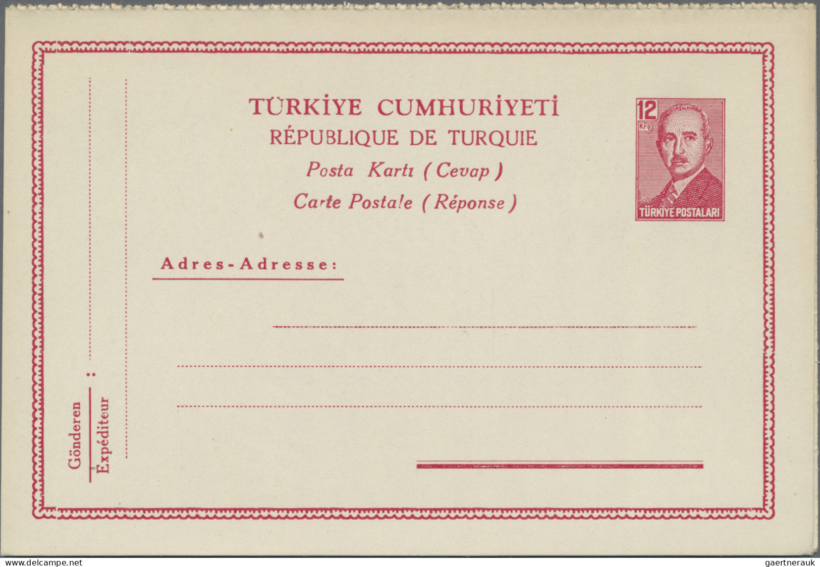 Turkey - Postal Stationery: 1949, President Inönü, Complete Set Of Four Mint Pos - Ganzsachen