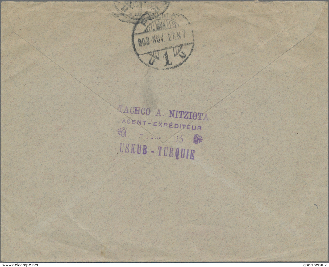 Turkey - Post Marks: 1903, Blue "USKUB (GARE)" On Commercially Used 1 P. Postal - Sonstige