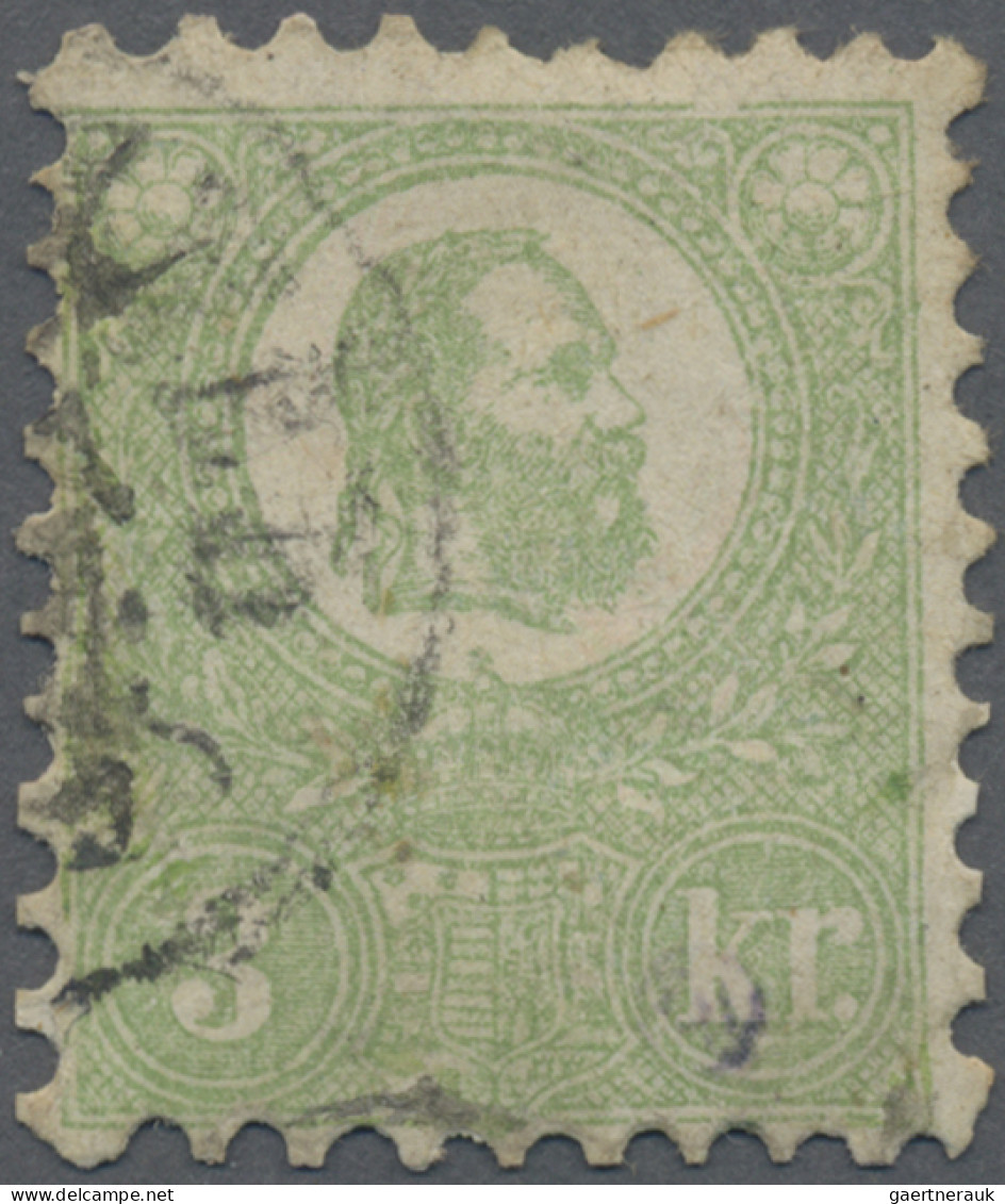 Hungary: 1871 'Franz Josef' LITHOGRAPHED 3k. Green, Used And Cancelled By Part C - Usati