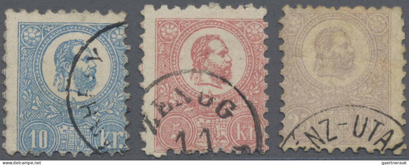 Hungary: 1871 'Franz Josef' LITHOGRAPHED 5 Kr Red To 25 Kr Violet, Four Values N - Usado