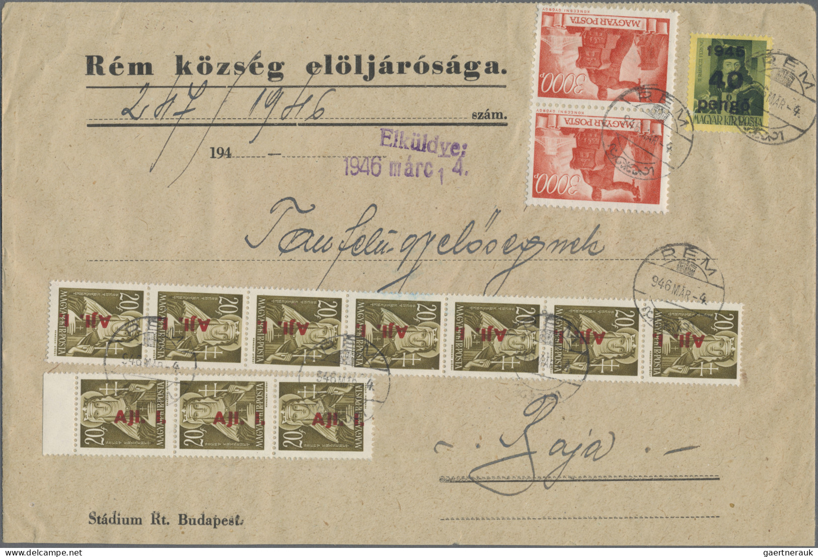 Hungary: 1946: Spectacular Envelope With 62 Inflation Stamps (817 - 50x, 835 - 2 - Lettres & Documents