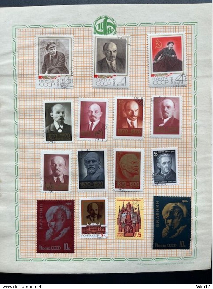 RUSSIA USSR SPECIAL FOLDER WITH 74 STAMPS & 6 SHEETS THEME LENIN HINGED ON PAGES SOVJET UNIE CCCP SOVIET UNION - Otros & Sin Clasificación