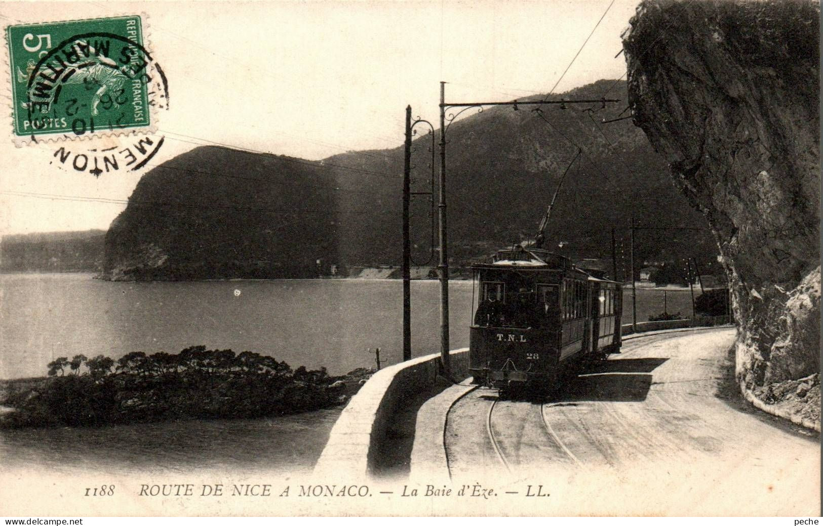 N°1405 W -cpa Route De Nice à Monaco -le Tramway- - Tram