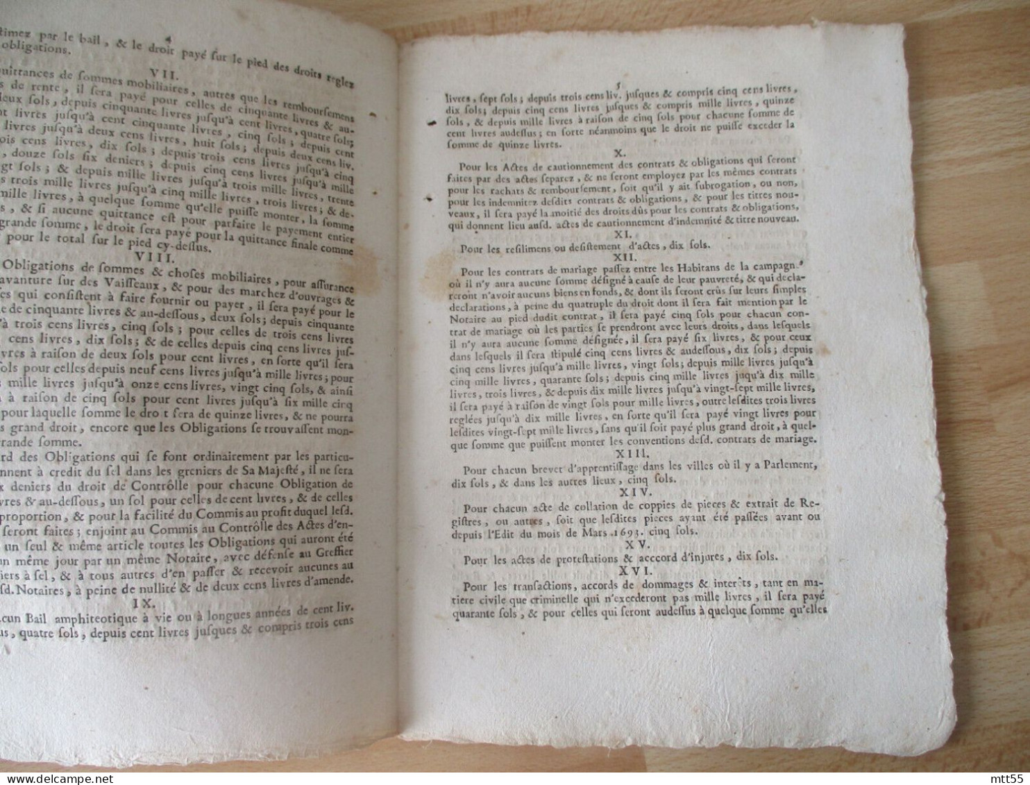 1694 DECLARATION DU ROY TARIF PERCEPTION DROIT ACTE NOTAIRE TABELLIONS AIX EN PROVENCE - Historische Dokumente