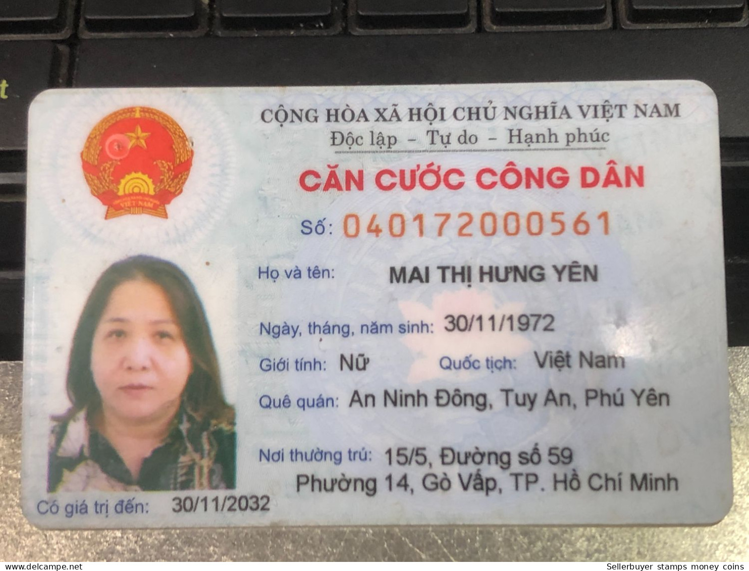 VIET NAMESE-OLD-ID Card  VIET NAM-name-mai Thi Hung Yen-1972-1pcs - Sammlungen