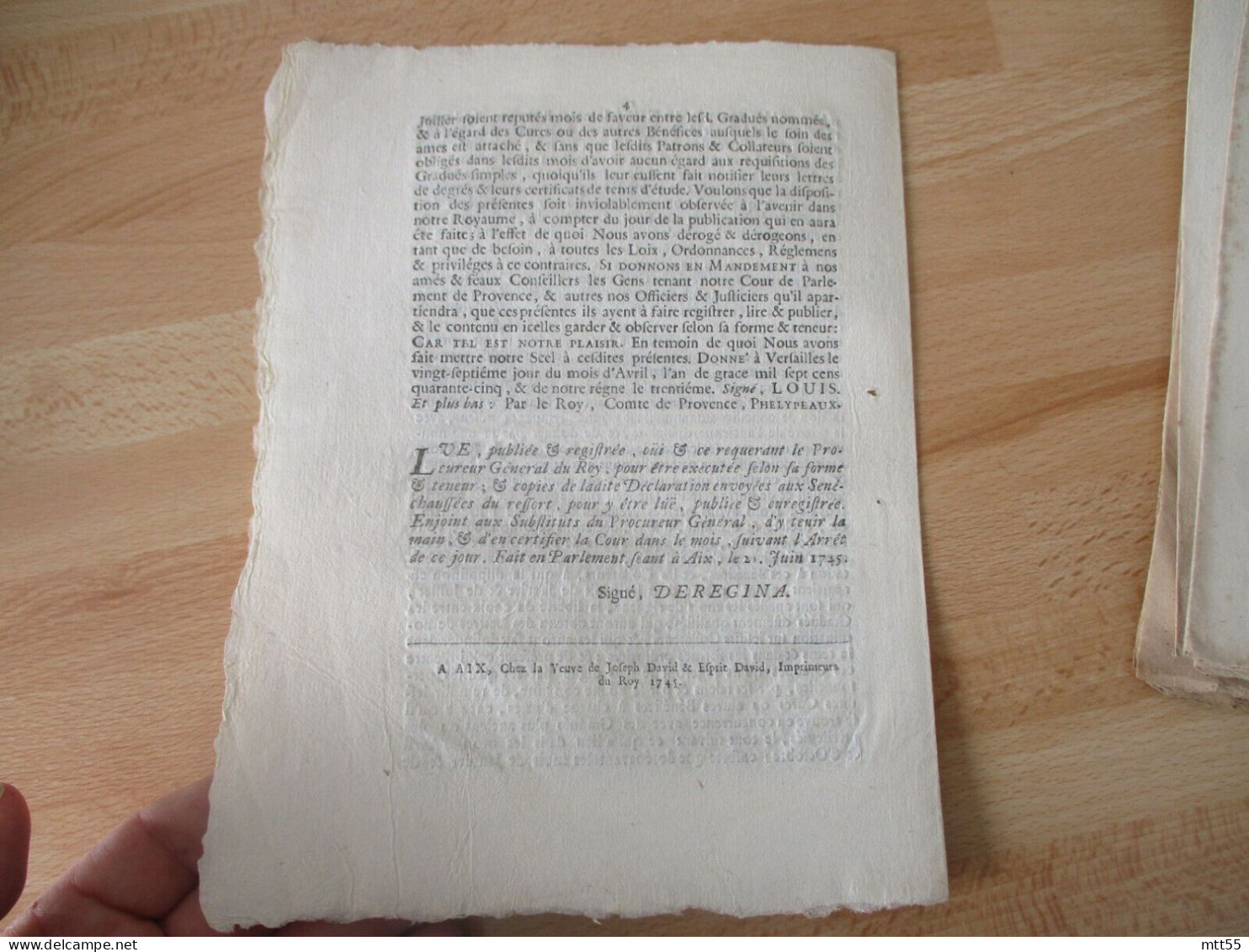 1743 DECLARATION DU ROY NOMINATION CURES BENEFICES CHARGE ARMES AIX PROVENCE - Historische Dokumente