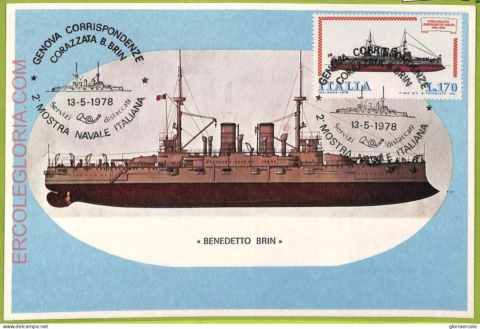 Ad3369 - ITALY - Postal History - MAXIMUM CARD - 1978 - Ships "Benedetto Brin" - Ships