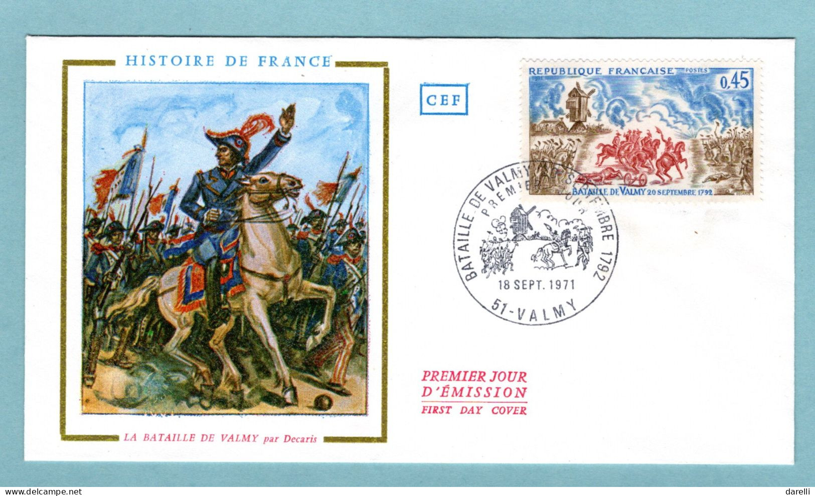 FDC France 1971 - Bataille De Valmy - YT 1679 - 51 Valmy - 1970-1979