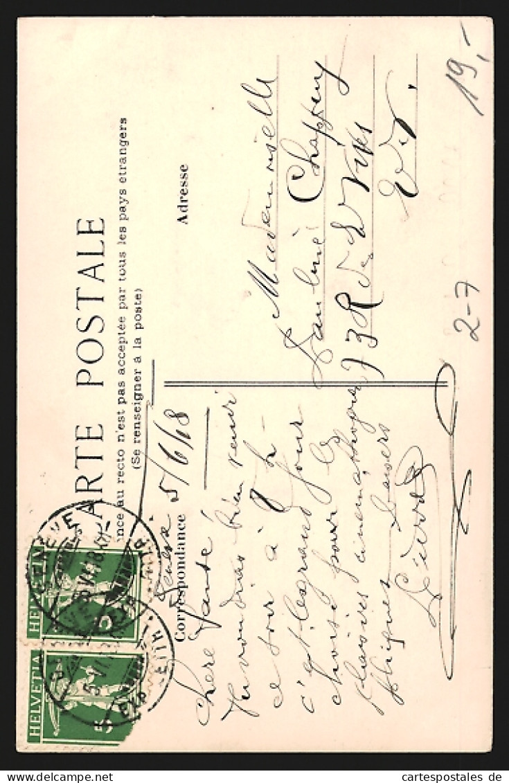 Künstler-AK Junges Paar Mit Aufgeklebten Kleidern Aus Briefmarken, Briefmarkencollage  - Briefmarken (Abbildungen)