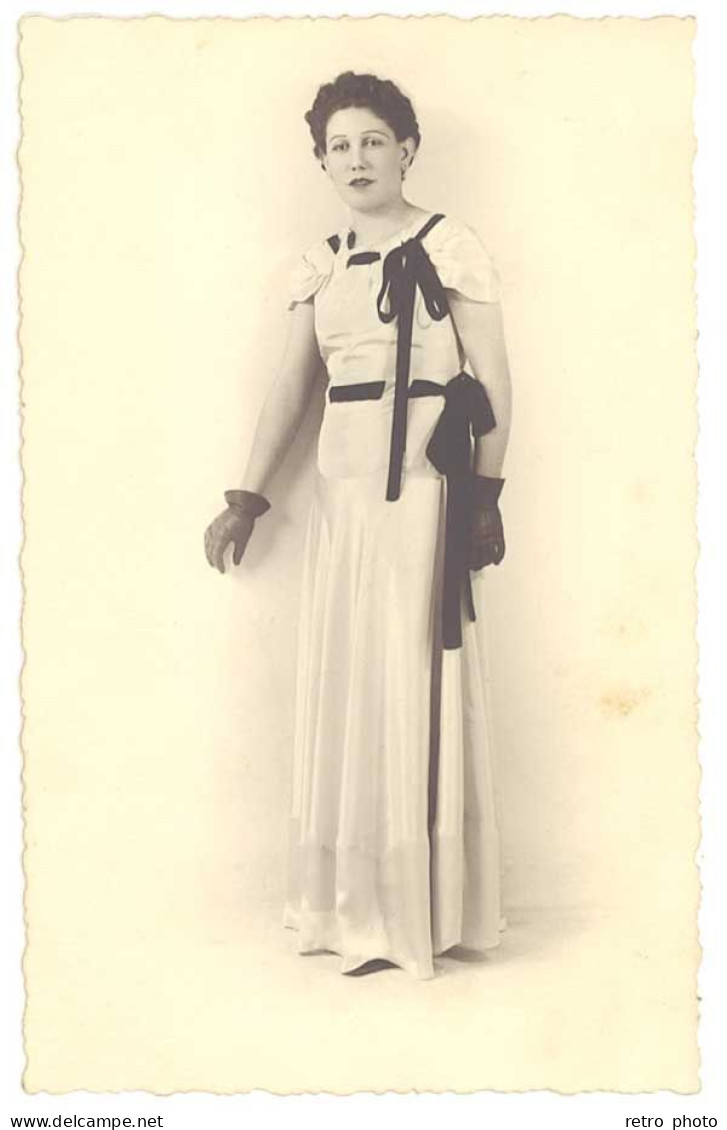 Cpa Carte-photo Femme En Robe Blanche, éditeur Photo Raoul Oran ( Algérie )  (CPH) - Other & Unclassified