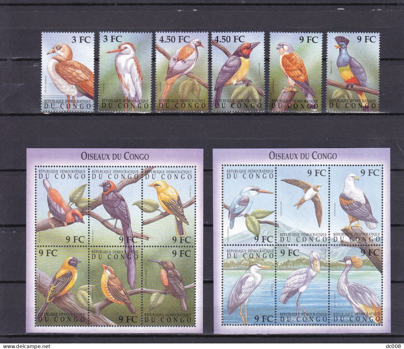 COB 1855/60+BL159/60 Vogels Van Congo-Oiseaux Du Congo - Mint/hinged