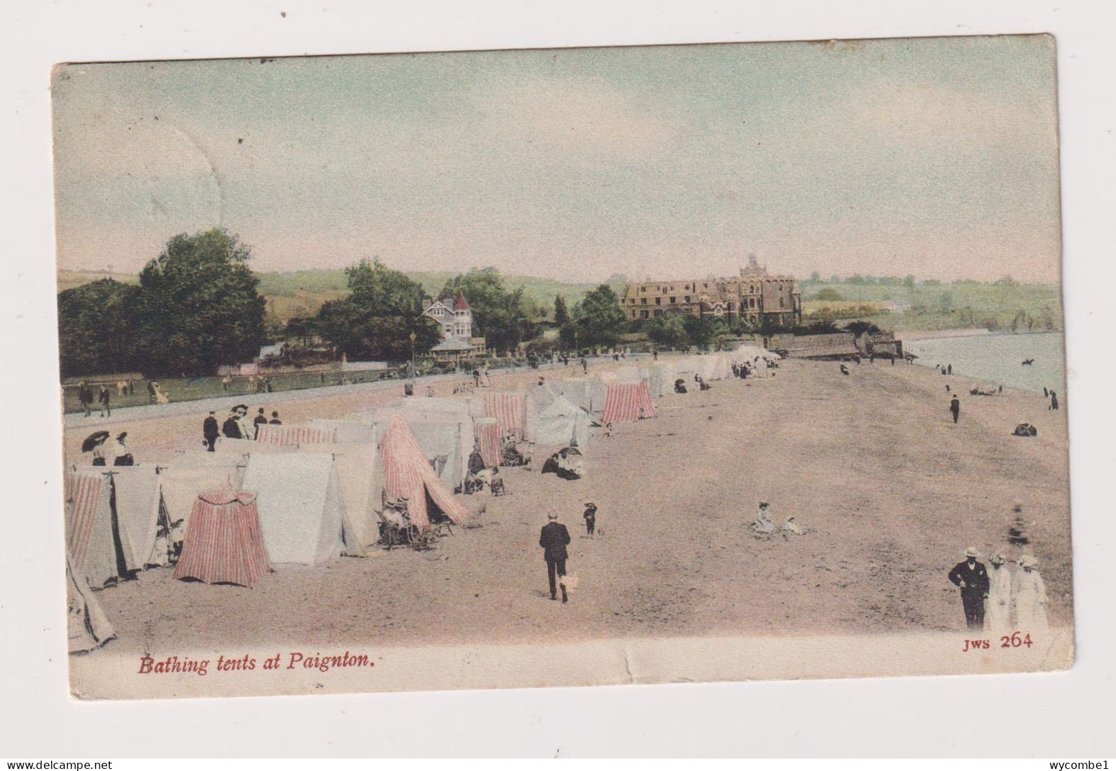 ENGLAND -  Paignton Bathing Tents Used Vintage Postcard - Paignton