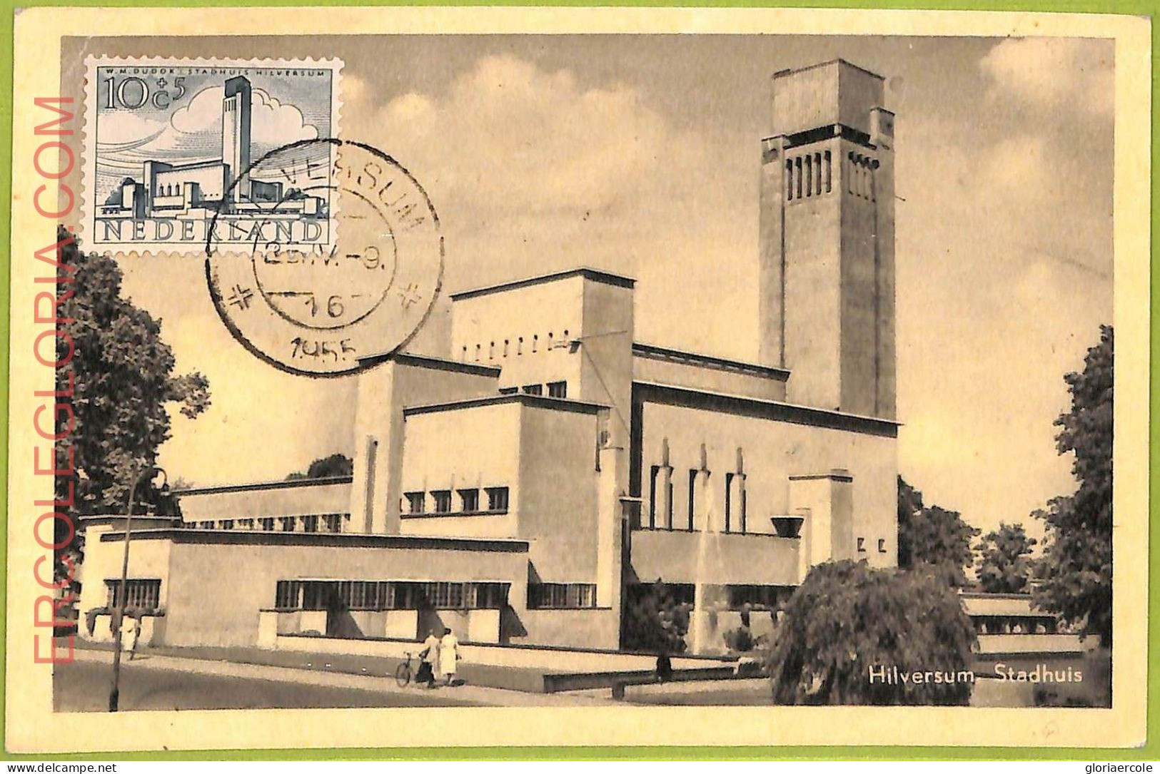 Ad3232 - Netherlands - Postal History - MAXIMUM CARD -  1955 City Hall Of Hilver - Maximum Cards