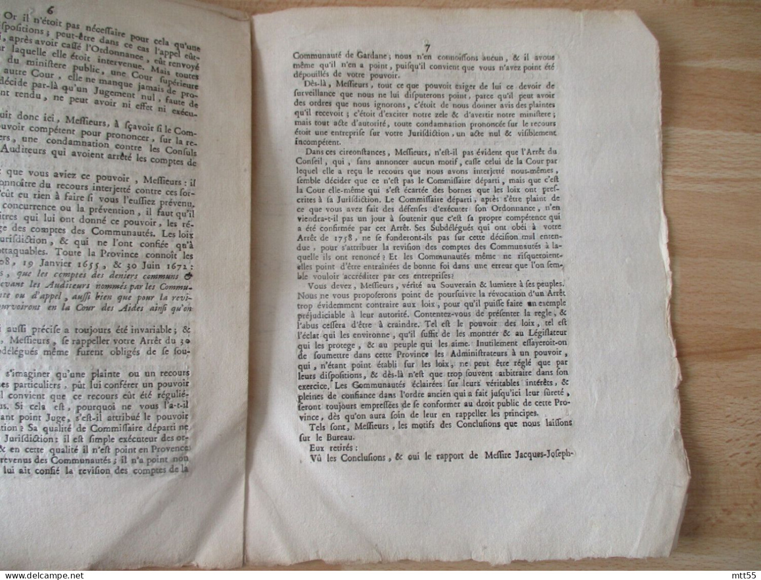1767 ARREST COUR DES COMPTES PROVENCE EXTRAIT DU REGISTRE - Historische Dokumente