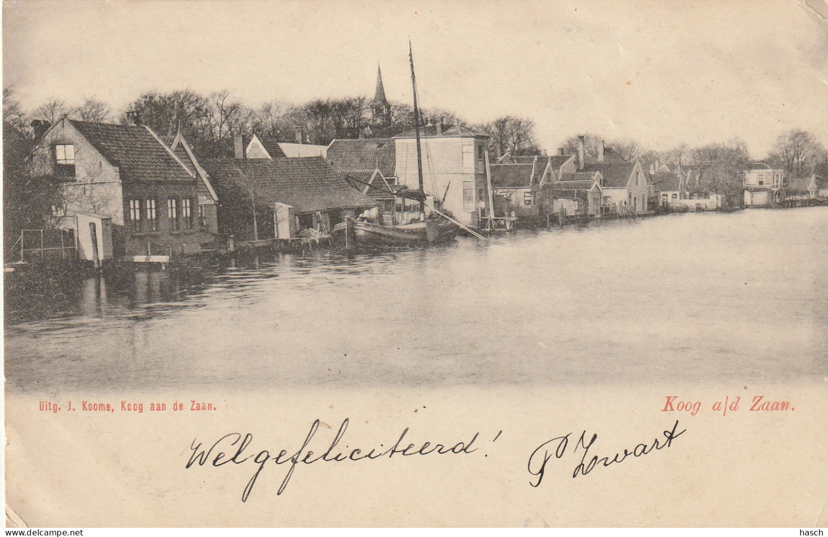 4933 82 Koog Aan De Zaan, Rond 1900. (Kleine Vouwen In De Hoeken)  - Zaanstreek