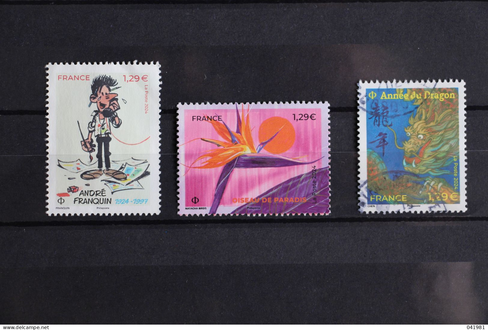 France 2024 / 3 Timbres " André Franquin - Oiseau De Paradis - Année Du Dragon " / Oblitérés - Used Stamps