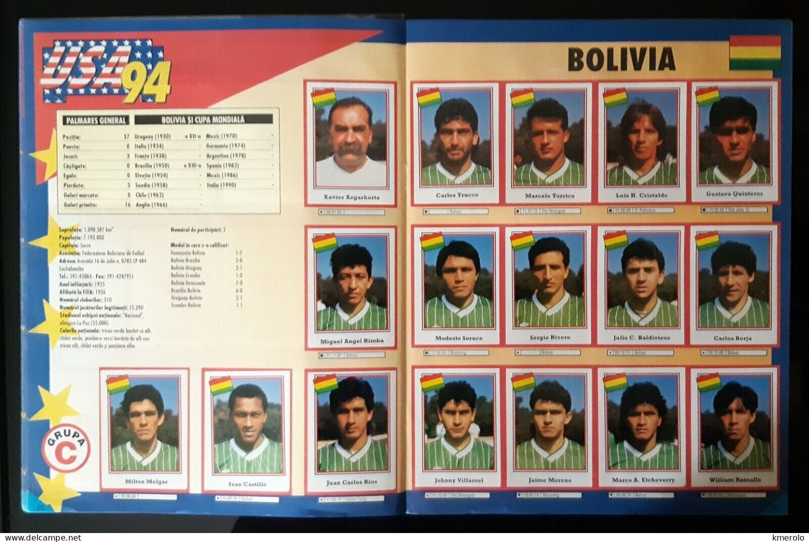 RARO !! ALBUM CALCIATORI CUPA MONDIALA FOTBAL USA 94 ed RUMENA COMPLETO !