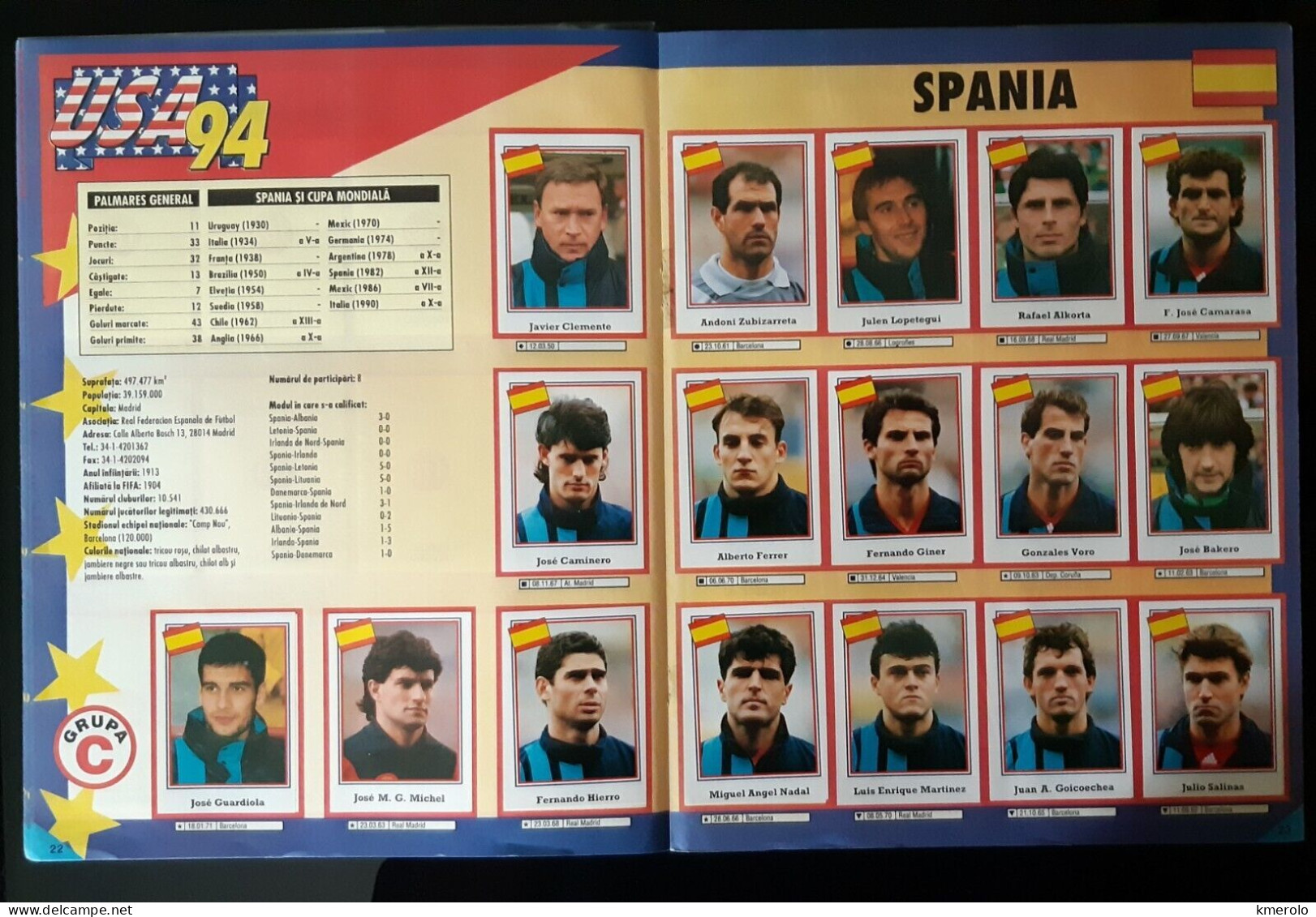 RARO !! ALBUM CALCIATORI CUPA MONDIALA FOTBAL USA 94 ed RUMENA COMPLETO !