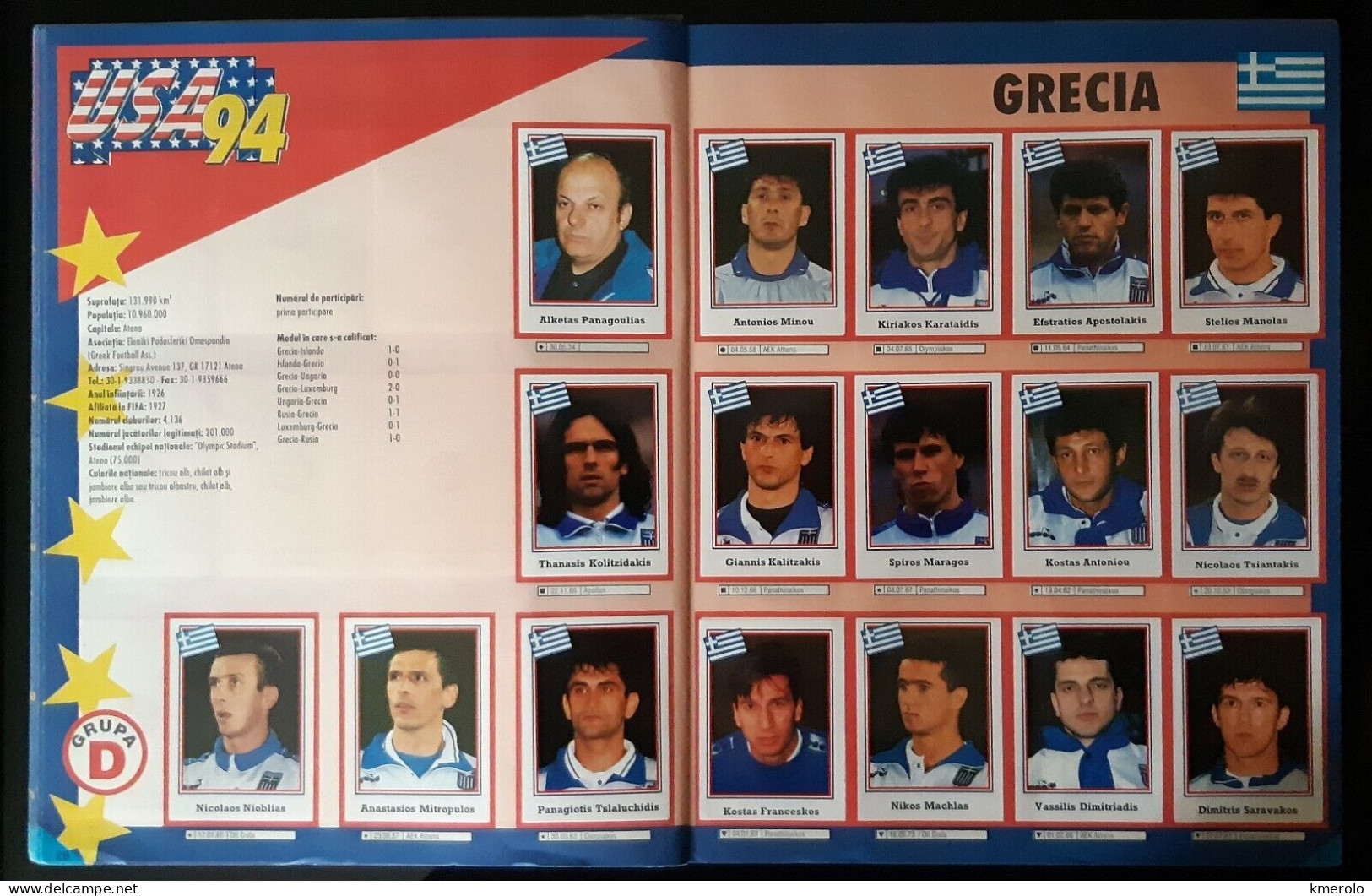 RARO !! ALBUM CALCIATORI CUPA MONDIALA FOTBAL USA 94 ed RUMENA COMPLETO !