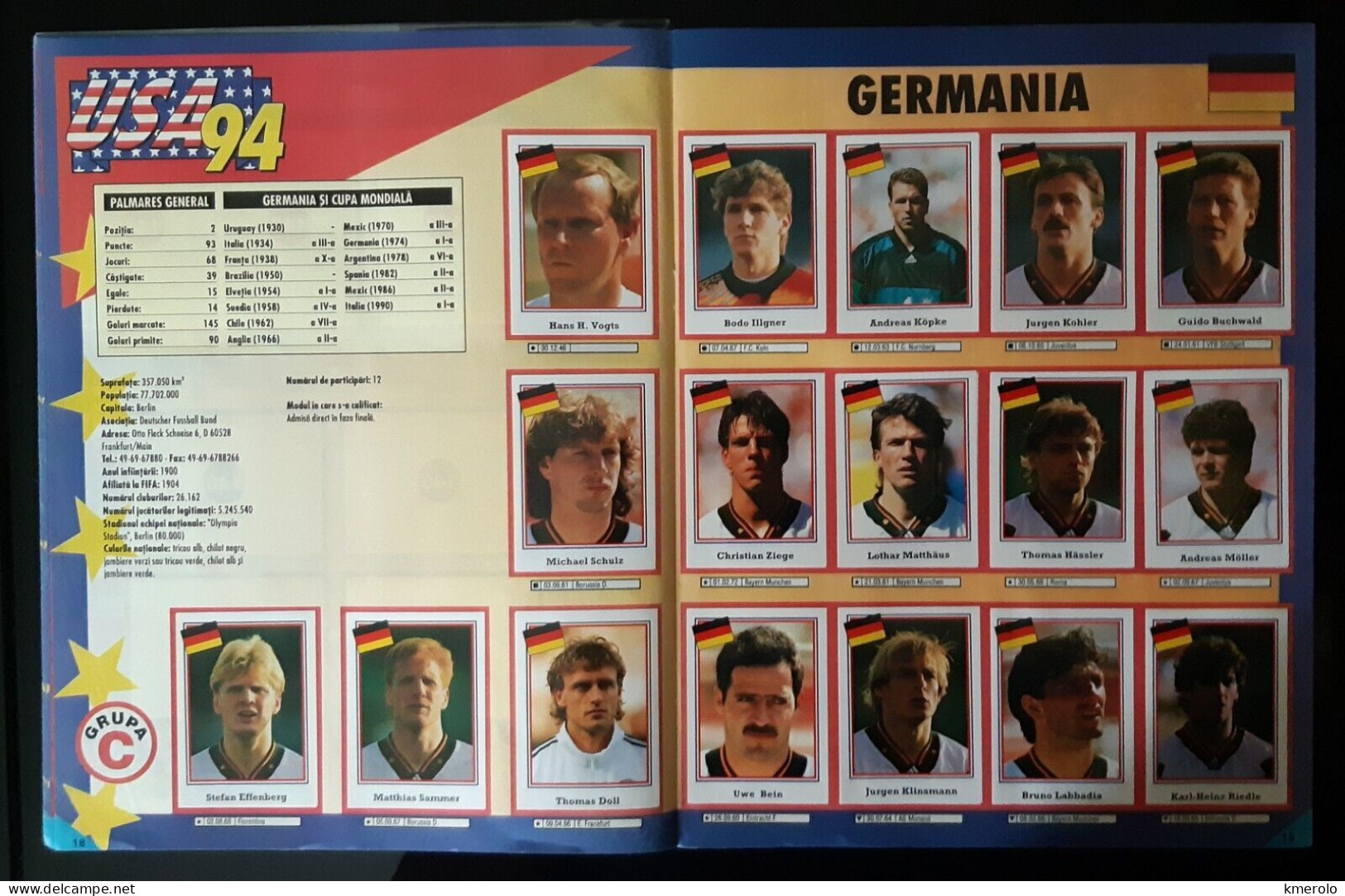 RARO !! ALBUM CALCIATORI CUPA MONDIALA FOTBAL USA 94 ed RUMENA COMPLETO !