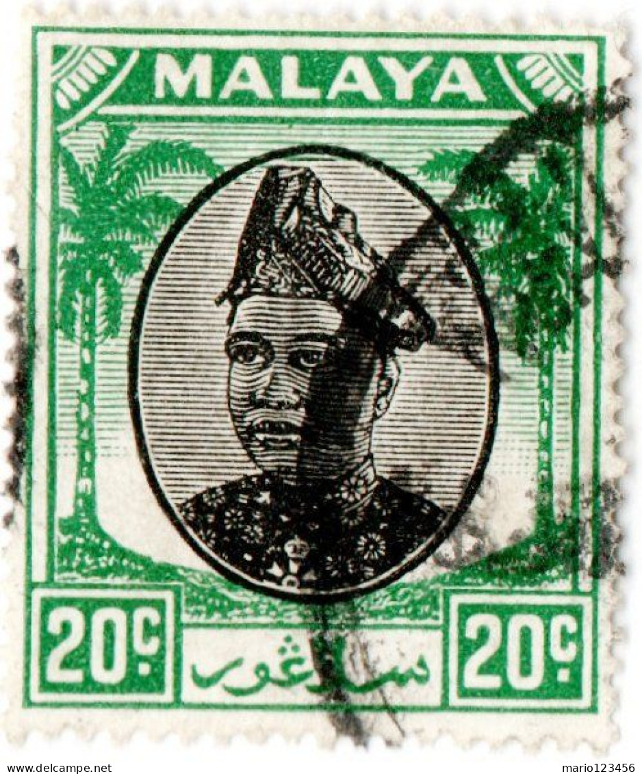 MALAYA, SELANGOR, SULTANO HIDAMUDDIN, 1949, USATI Mi:MY-SE 64, Scott:MY-SE 88, Yt:MY-SE 55 - Selangor