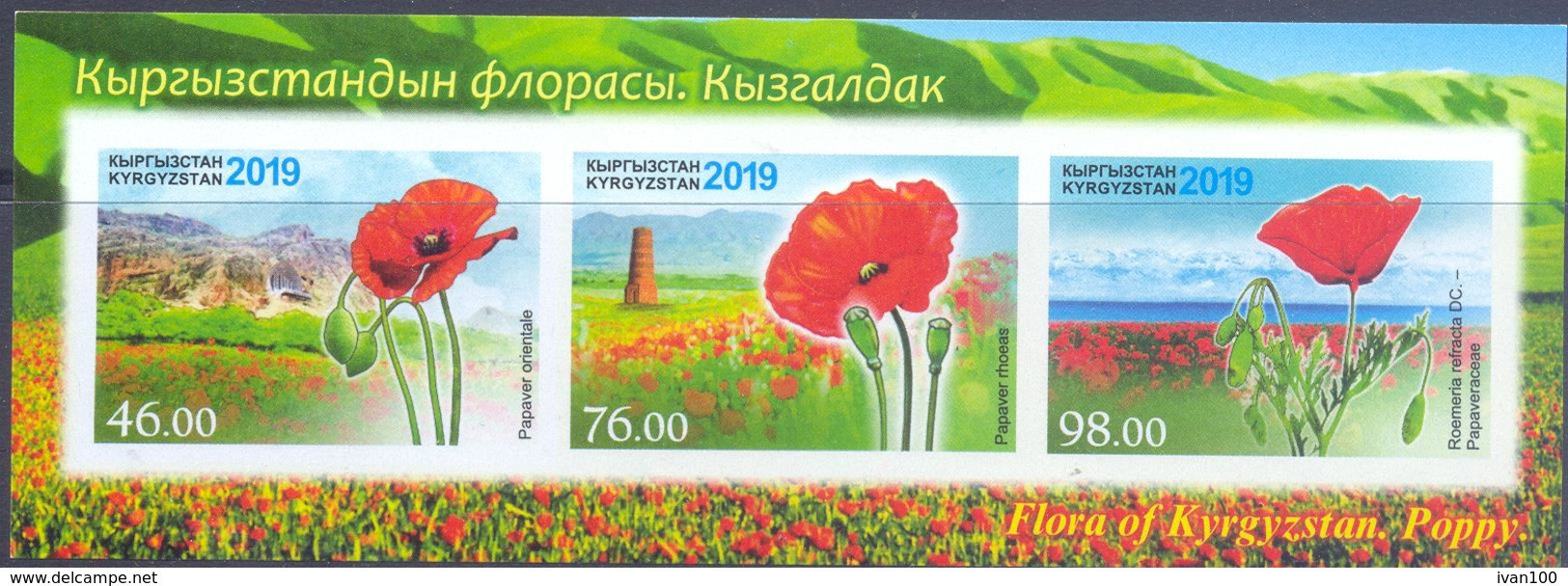 2019. Kyrgyzstan, Flora Of Kyrgyzstan, Poppy, S/s Imperforated, Mint/** - Kirgisistan