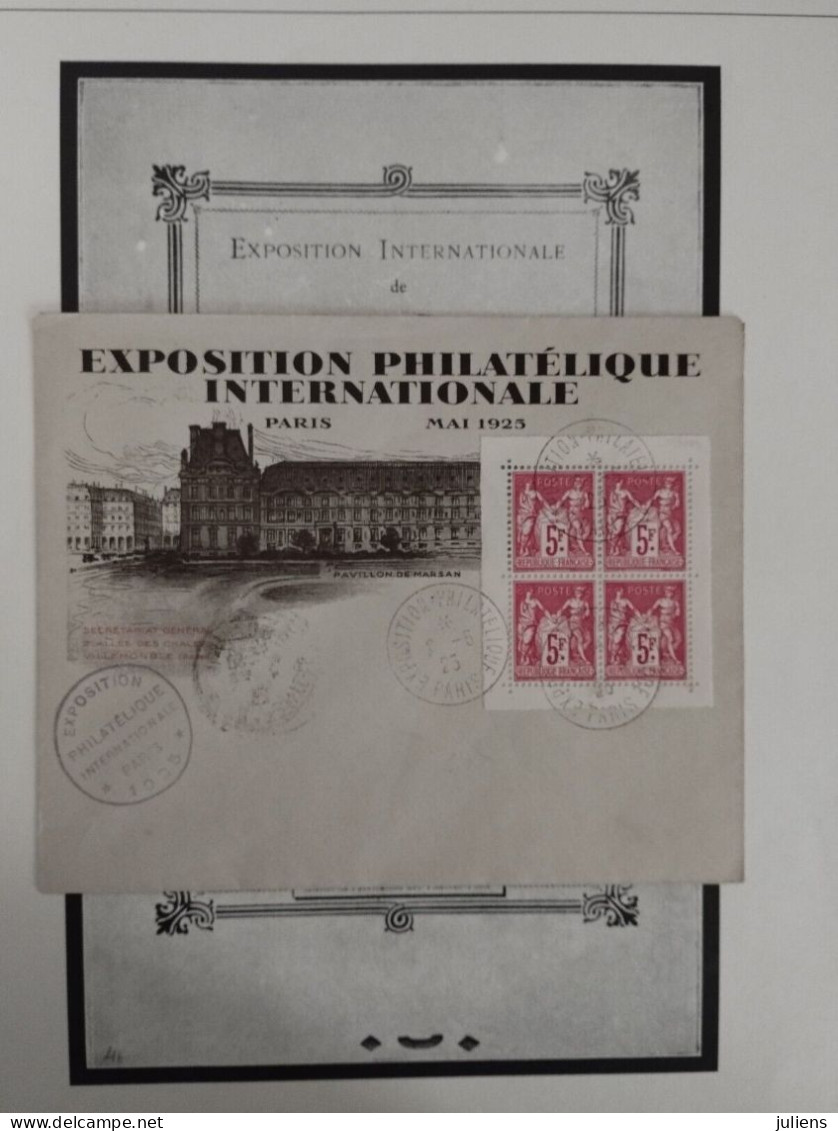 France BF1 Bf 1 BLOC DE 4 FEUILLET SUR LETTRE EXPO INTERNATIONALE PARIS 1925 - Usati