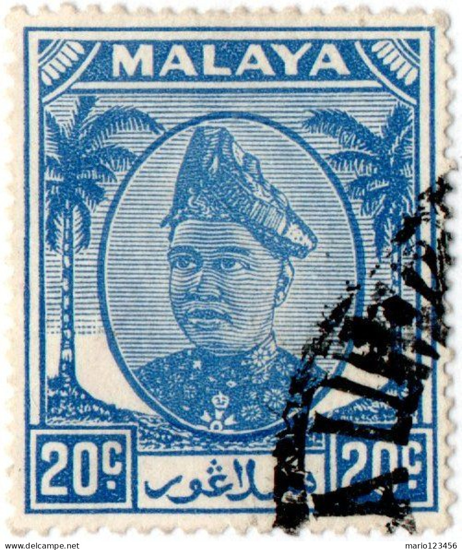 MALAYA, SELANGOR, SULTANO HIDAMUDDIN, 1952, USATI Mi:MY-SE 65, Scott:MY-SE 98, Yt:MY-SE 55A - Selangor