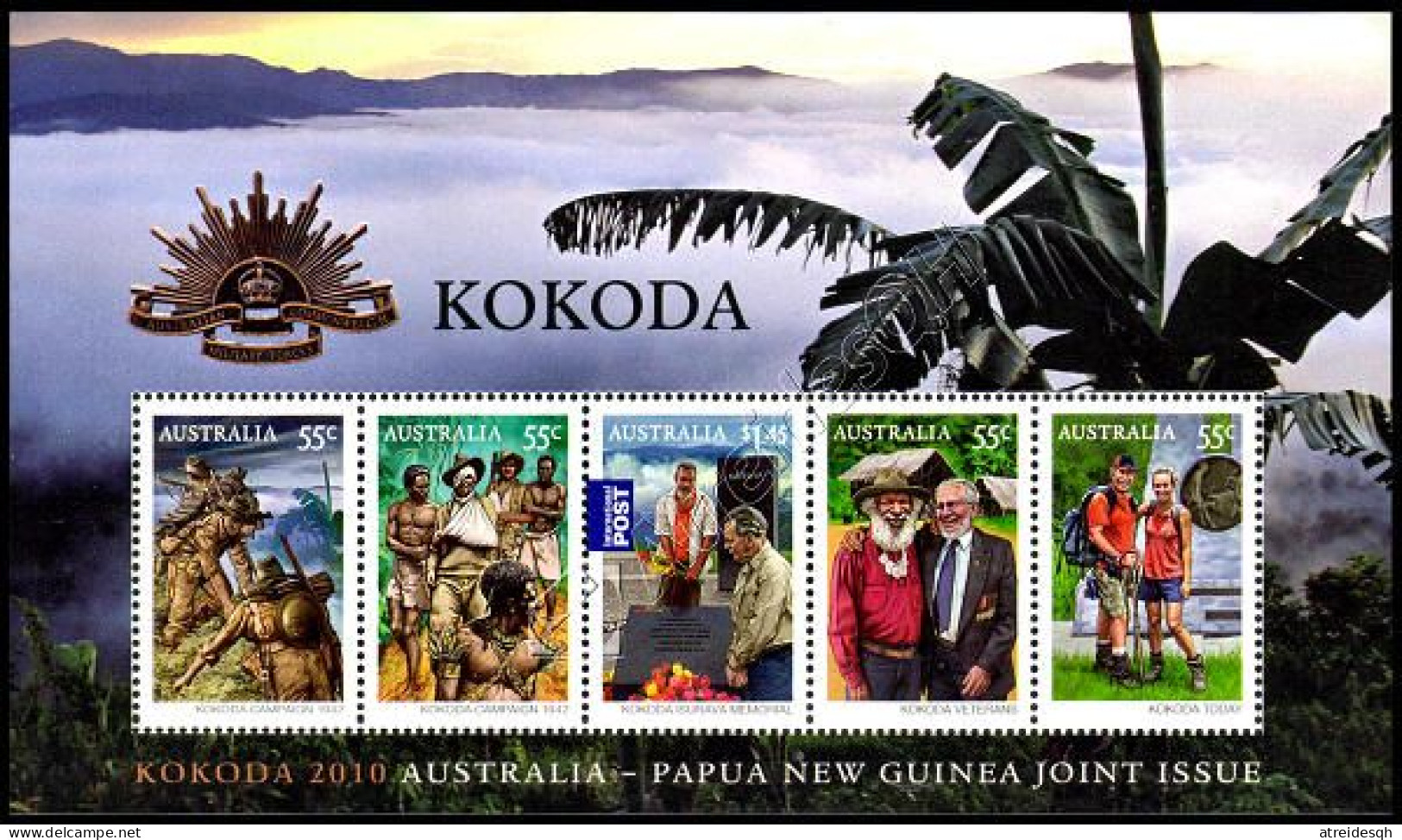 [Q] Australia 2010: Foglietto Kokoda (congiunta Papua Nuova Guinea) / Kokoda S/S (joint Issue With Papua New Guinea) ** - Emisiones Comunes