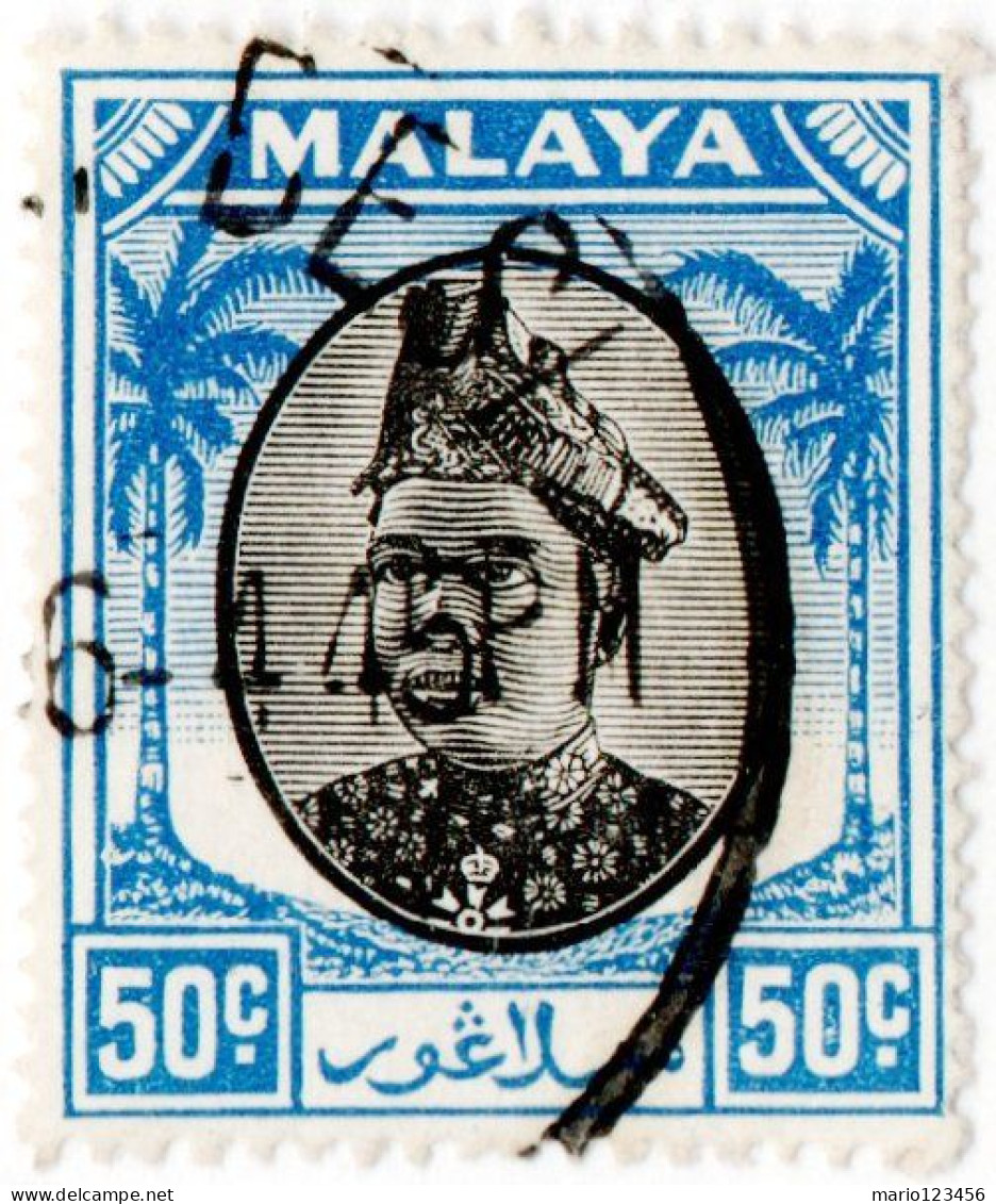 MALAYA, SELANGOR, SULTANO HIDAMUDDIN, 1949, USATI Mi:MY-SE 70, Scott:MY-SE 91, Yt:MY-SE 58 - Selangor