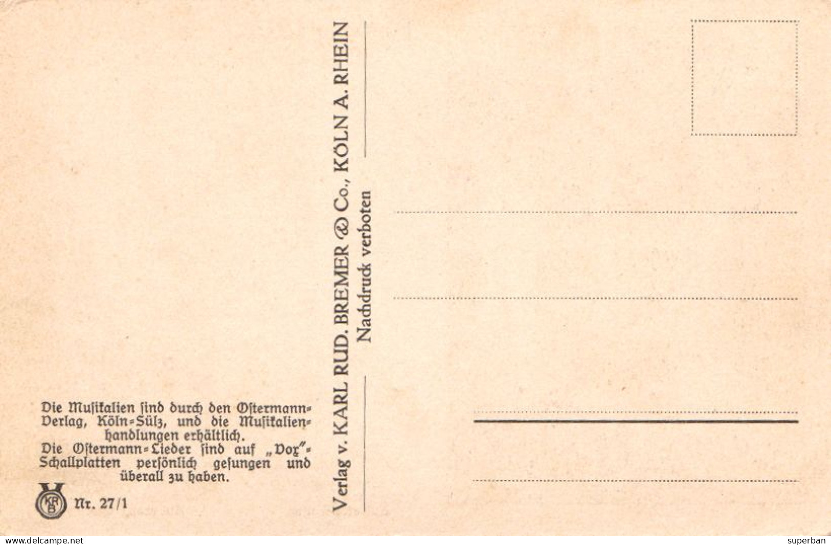 A. VOLKHOFEN JR. : KÜNSTLER LIEDKARTE / ARTIST SONG CARD : KUT EROP ! KUT EROP ! KUT EROP ! ~ 1920 - '925 ? (an639) - Other & Unclassified