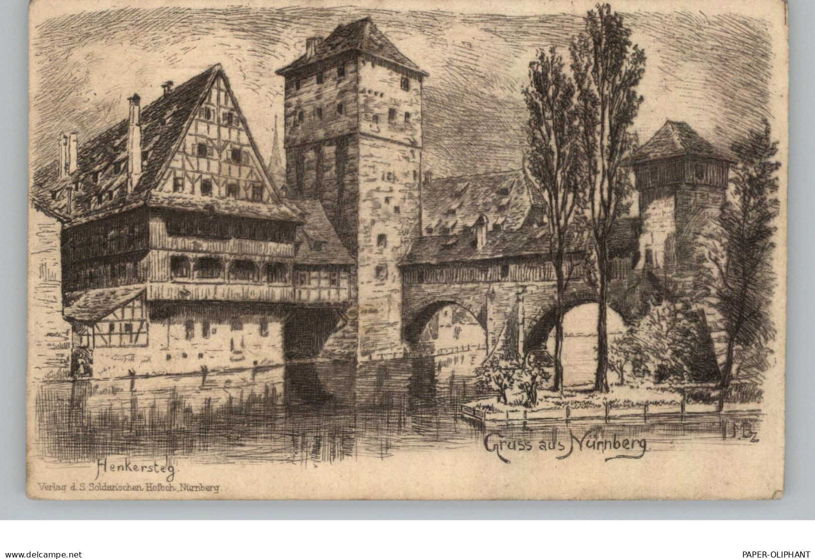 8500 NÜRNBERG, Henkersteg, Künstler-Karte 1906 - Nürnberg
