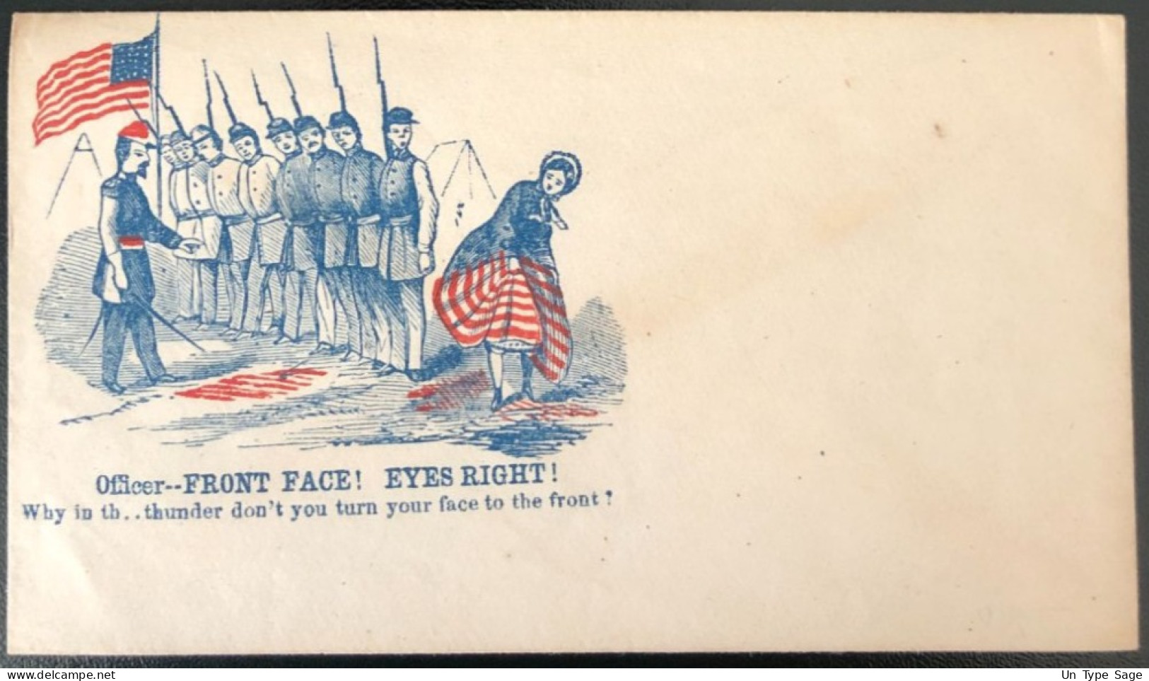 U.S.A, Civil War, Patriotic Cover - "FRONT FACE ! EYES RIGHT !" - Unused - (C413) - Marcofilie