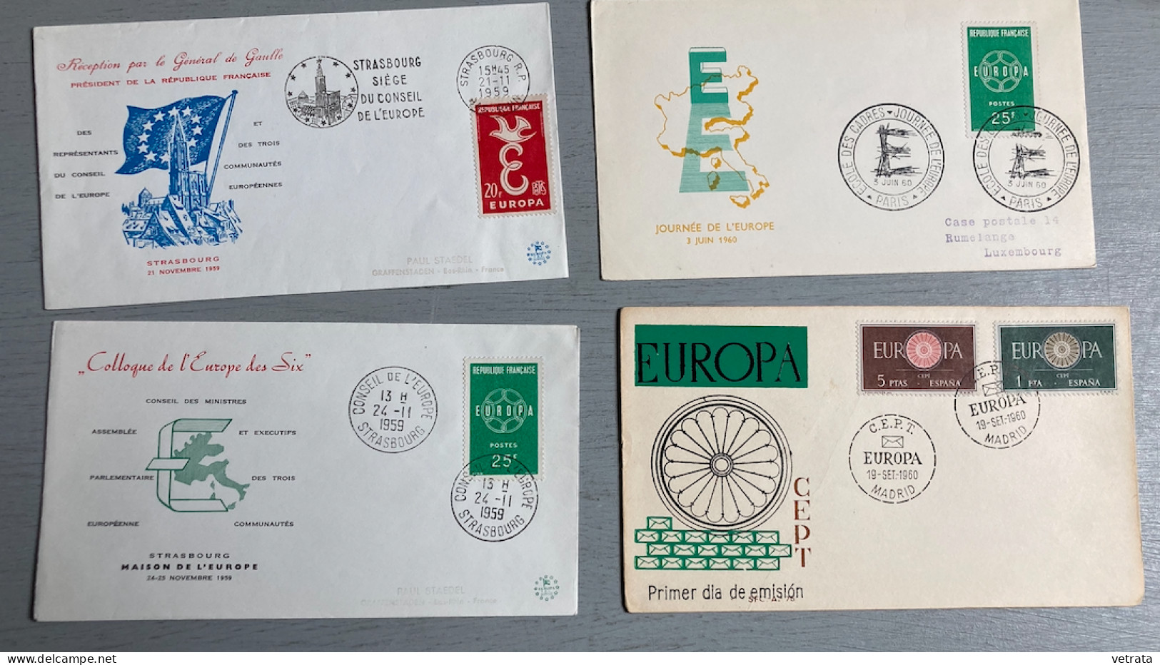 11 Enveloppes Premier Jour :  Europa  (1959/71 Avec 14 Timbres Europa) & 2 Cartes Europa (Timbre Bleu & Timbre Rouge - 1 - Otros & Sin Clasificación