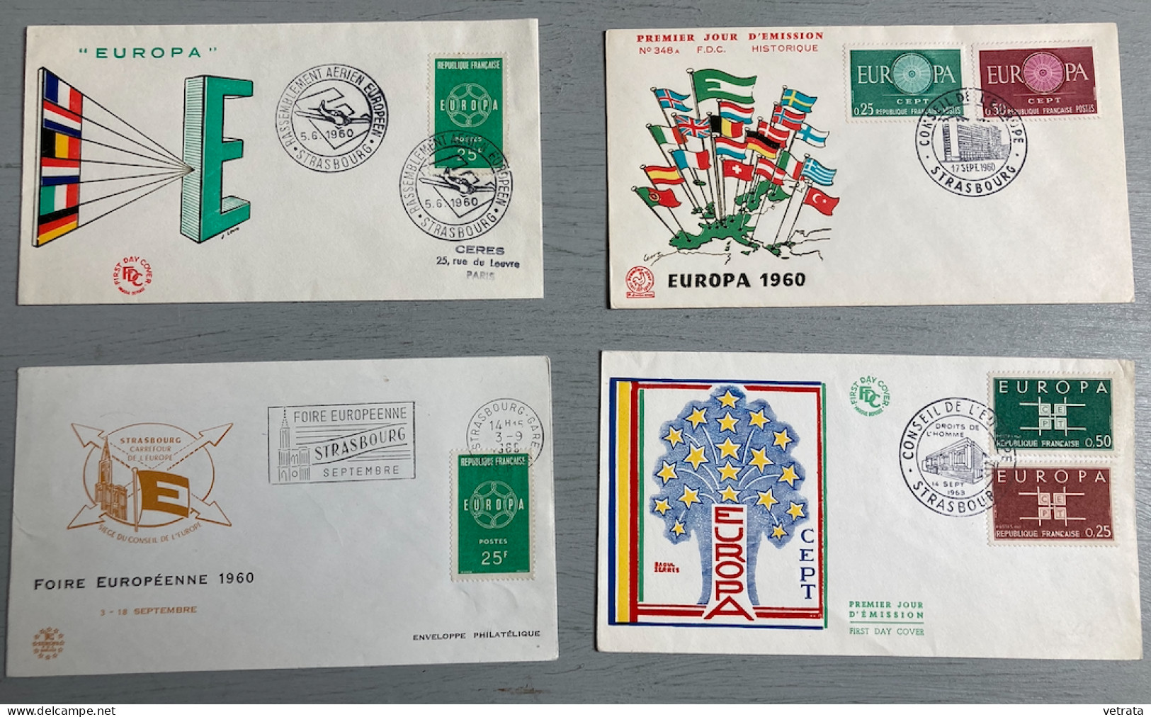 11 Enveloppes Premier Jour :  Europa  (1959/71 Avec 14 Timbres Europa) & 2 Cartes Europa (Timbre Bleu & Timbre Rouge - 1 - Otros & Sin Clasificación