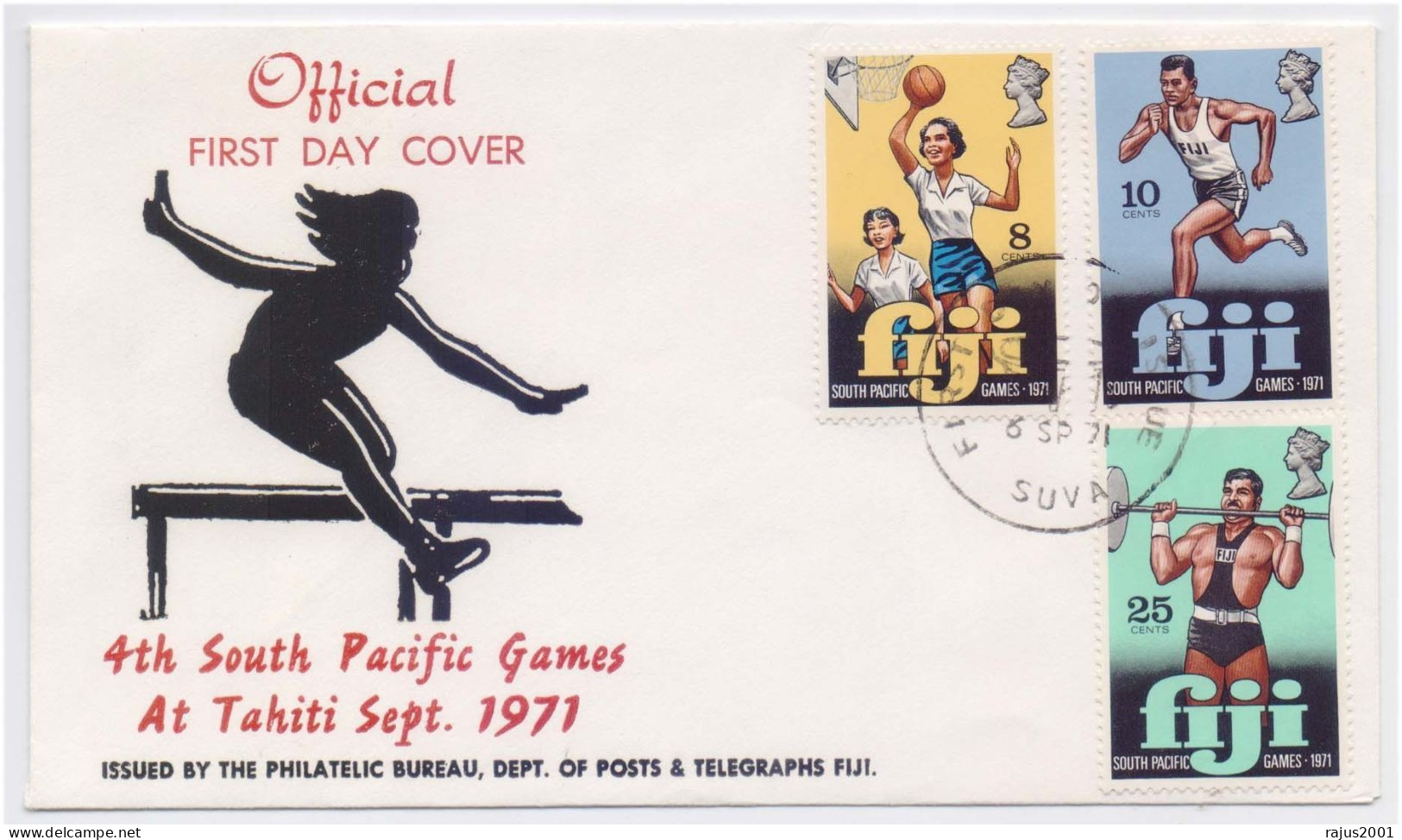 4th South Pacific Games, Basketball, Running, Weight Lifting, Girls, Sports, Fiji FDC - Fiji (1970-...)