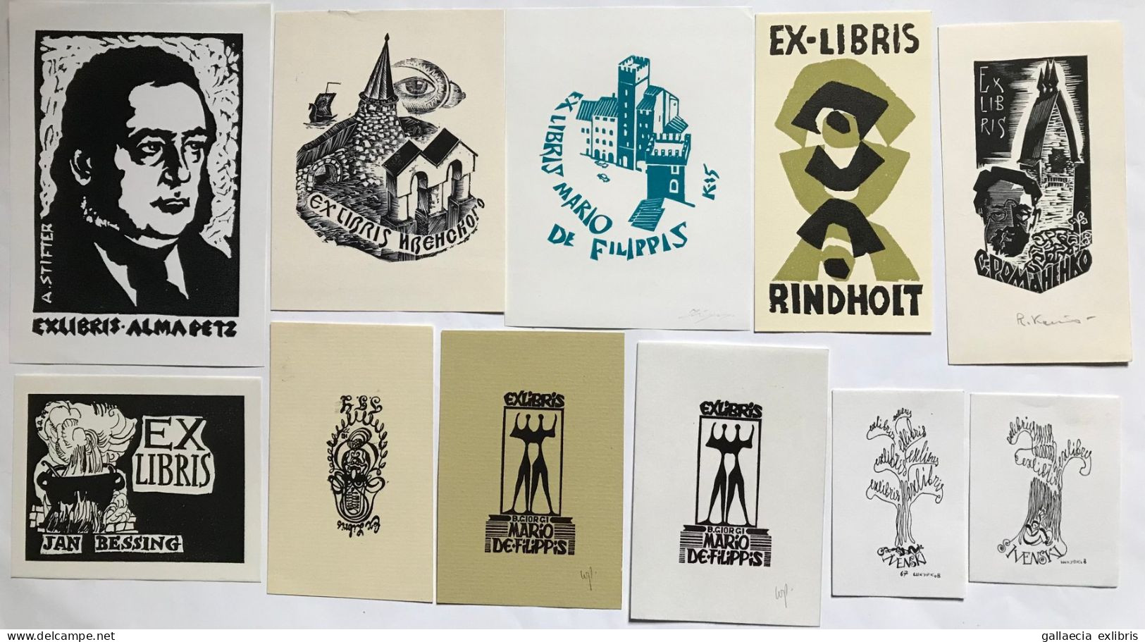 Lot avec 168 ex-libris. Lot with 168 exlibris and bookplates