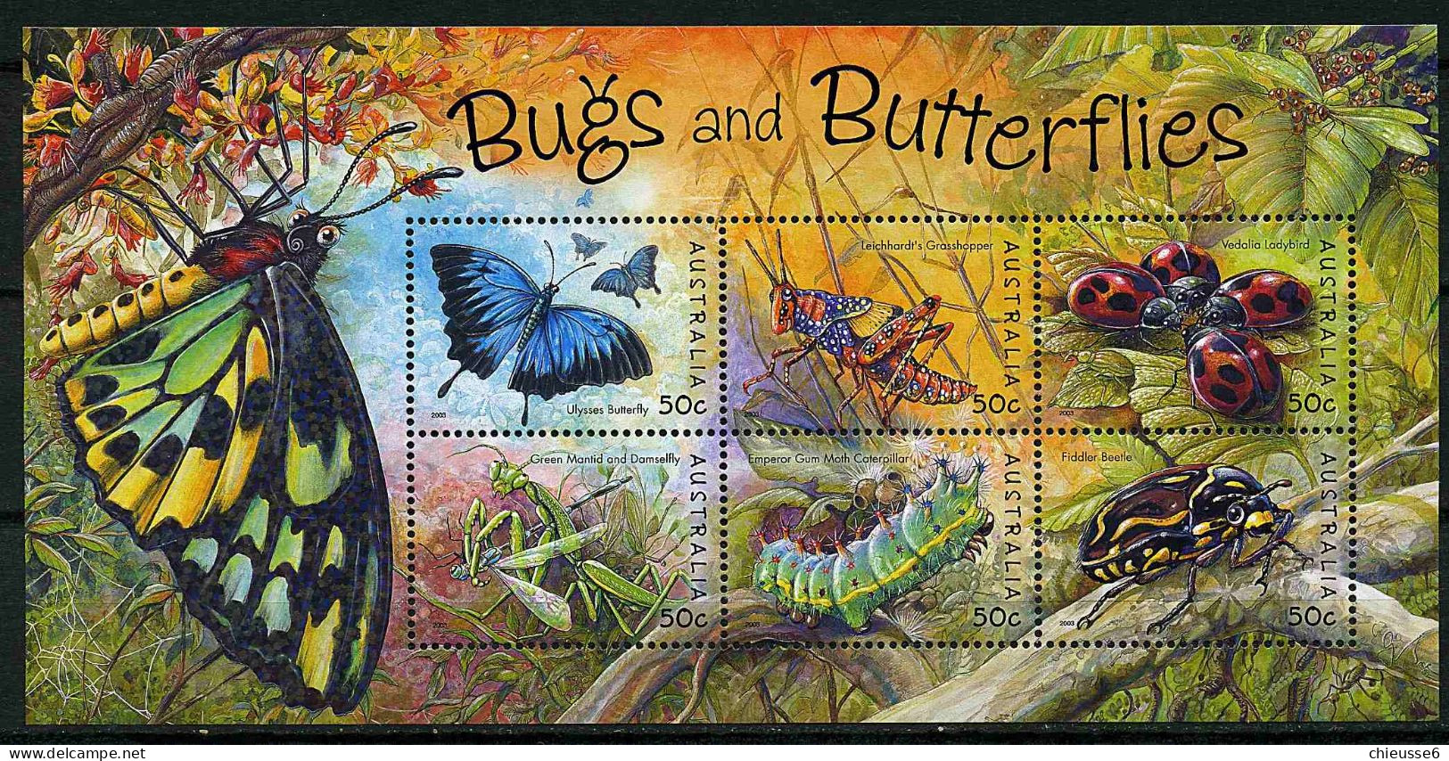 Australie ** Bloc 76 - Insectes : Papillon, Chenille, Coccinelle ..... - Ungebraucht
