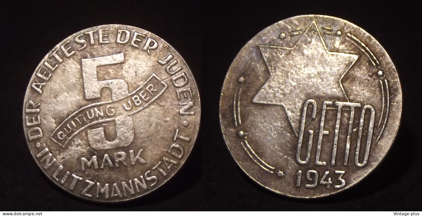 GETTO 5 MARK 1943 LITZMANNSTADT GERMAN COIN MONETA GHETTO EBREI JUDE JUIFE Auschwitz JUDE EBREI GERMANY - Collections