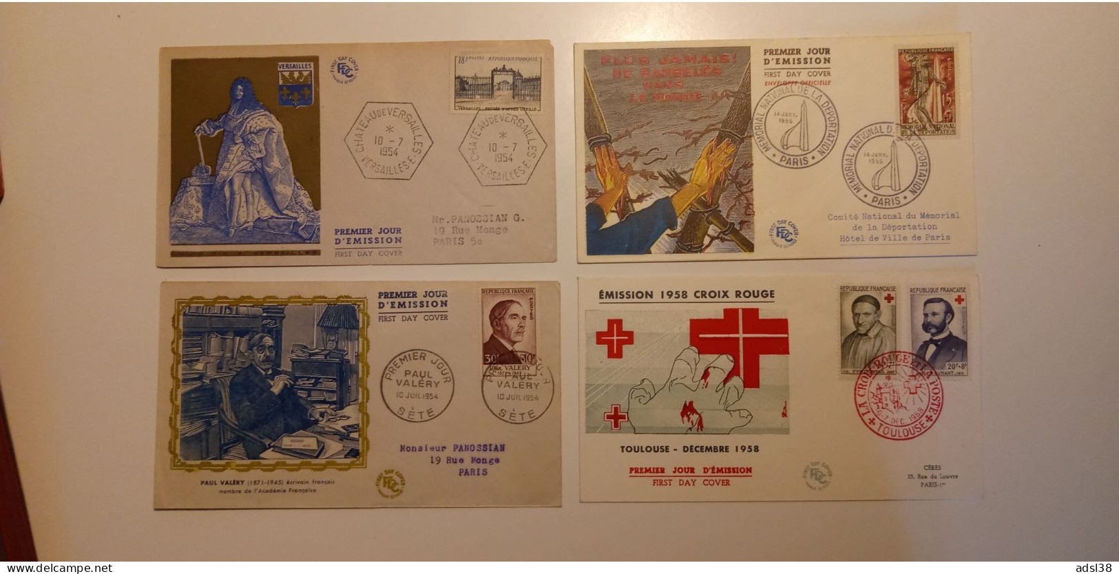 Lot De 4 Enveloppes 1954, 1956 Et 1958 - 1950-1959