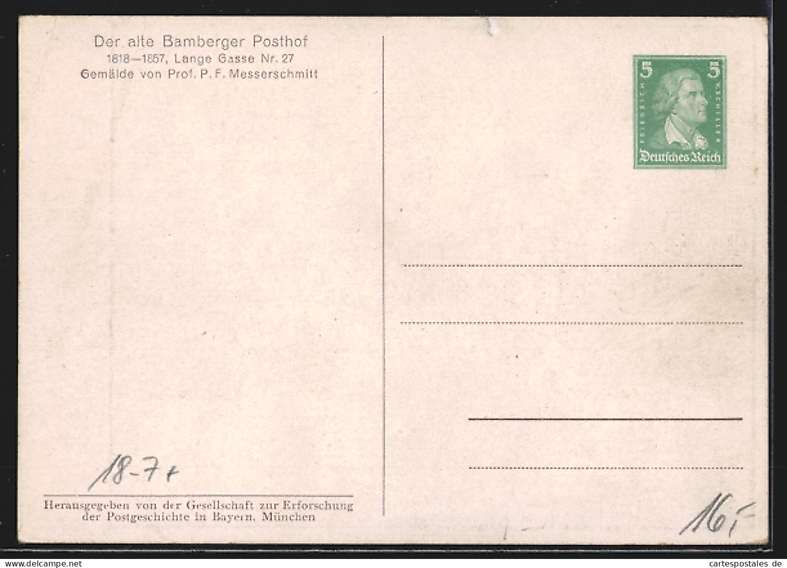 Künstler-AK Bamberg, Postkutsche Auf Dem Posthof, Lange Gasse 27, Ganzsache 5 Pfennig  - Postcards