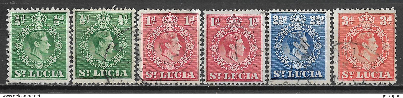 1938-1947 ST.LUCIA Set Of 6 USED STAMPS (Michel # 110,110a,112,112a,115a,117) - Ste Lucie (...-1978)