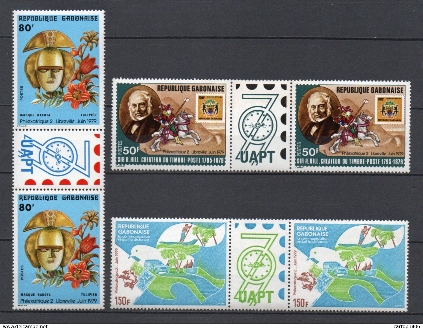 - GABON N° 418A + 419A + 420A Neufs ** MNH - Série PHILEXAFRIQUE 1979 (3 Paires) - Cote 24,25 € - - Briefmarkenausstellungen
