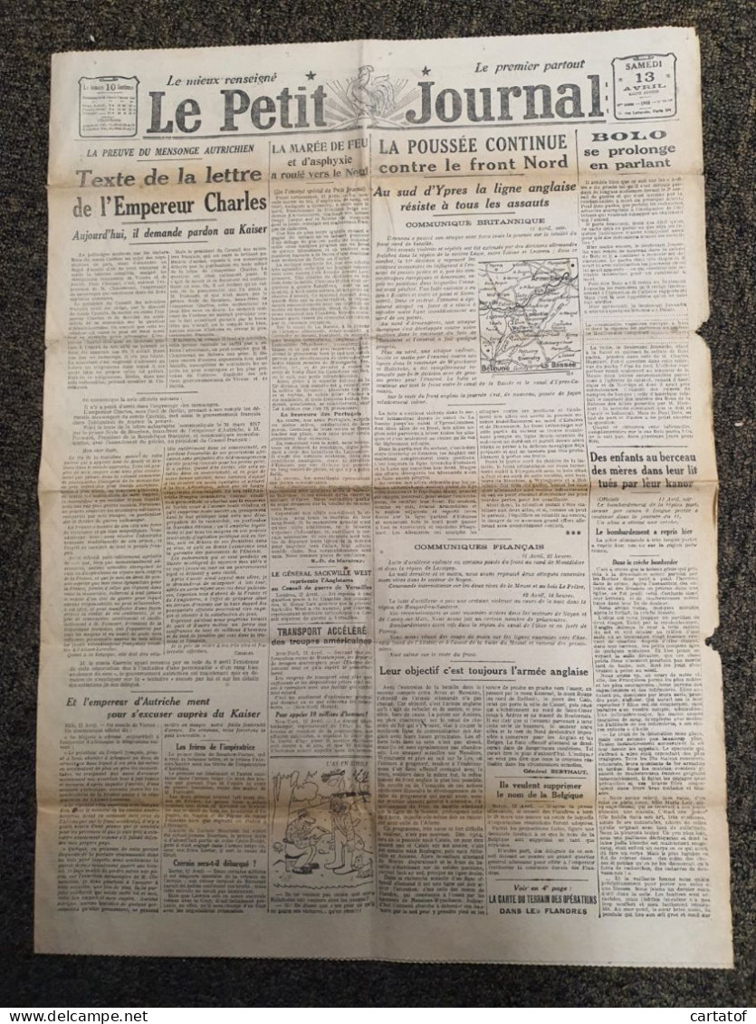 LE PETIT JOURNAL 13 Avril 1918 - Le Petit Journal