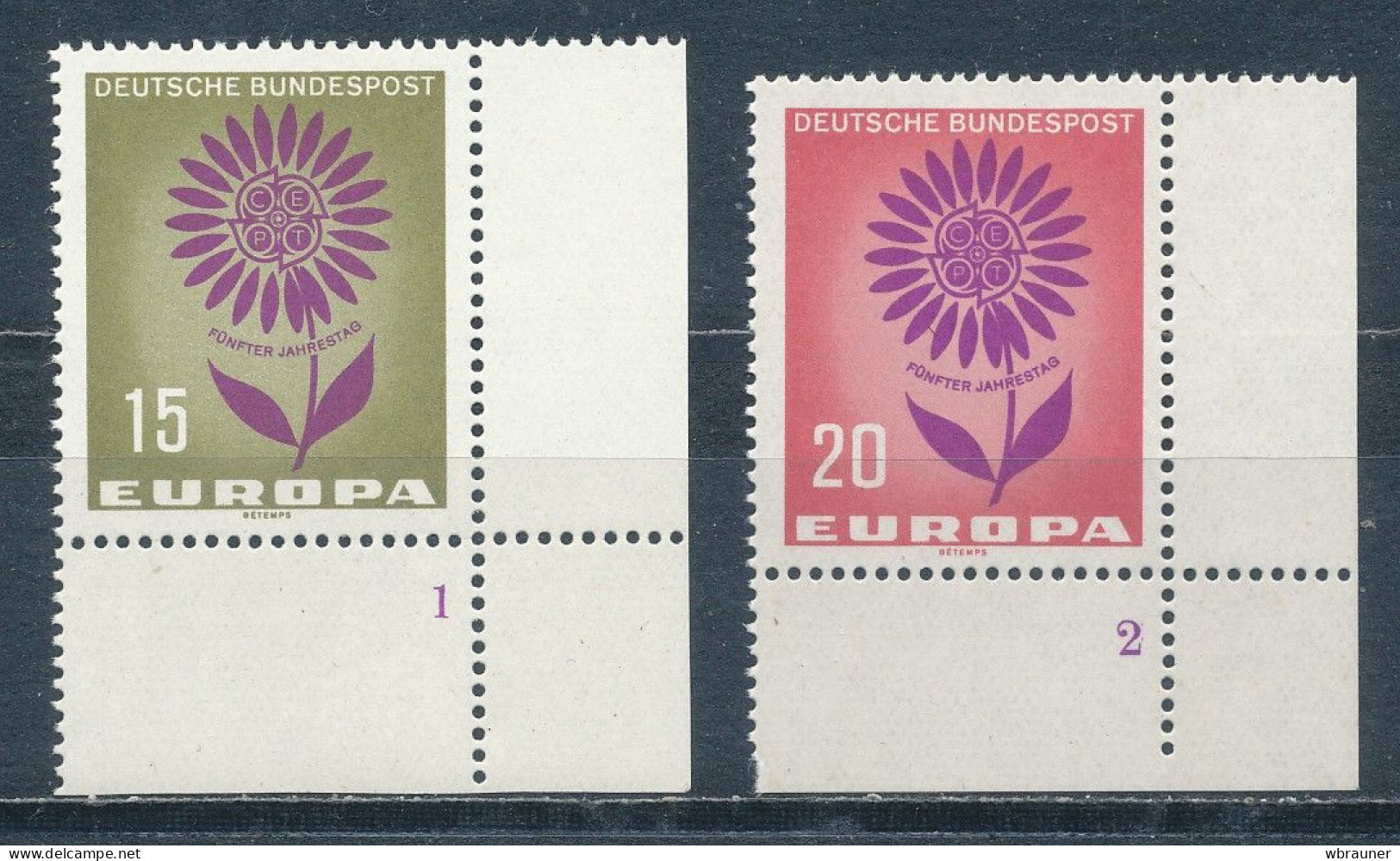 Bund 445/46 Eckrand ** Mit Formnummer Mi. - - Unused Stamps