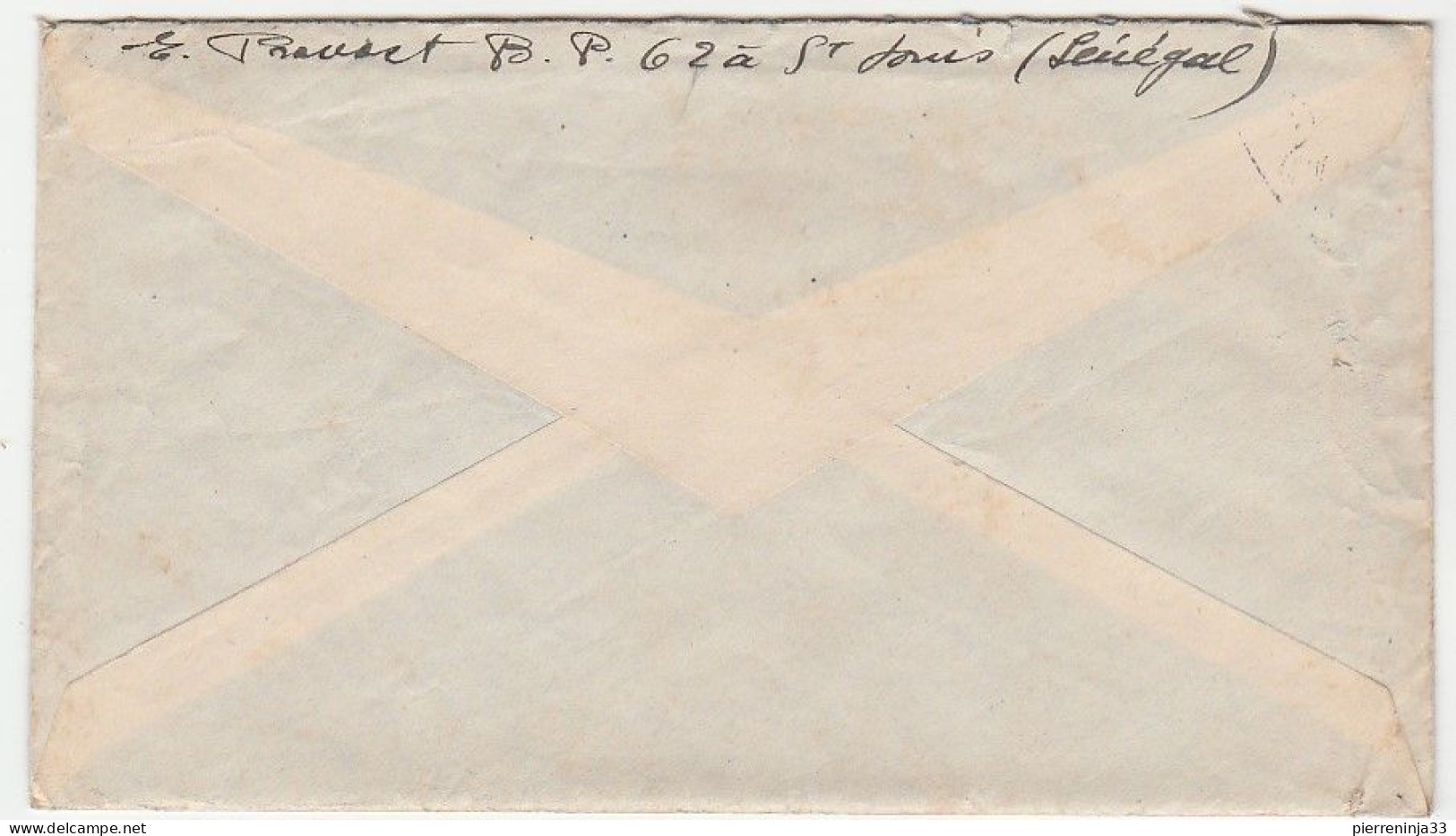 Lettre (Saint Louis Du Sénégal) Sans Oblitération Avec Contrôle Postal Pour Bordeaux, 1940 - Brieven En Documenten