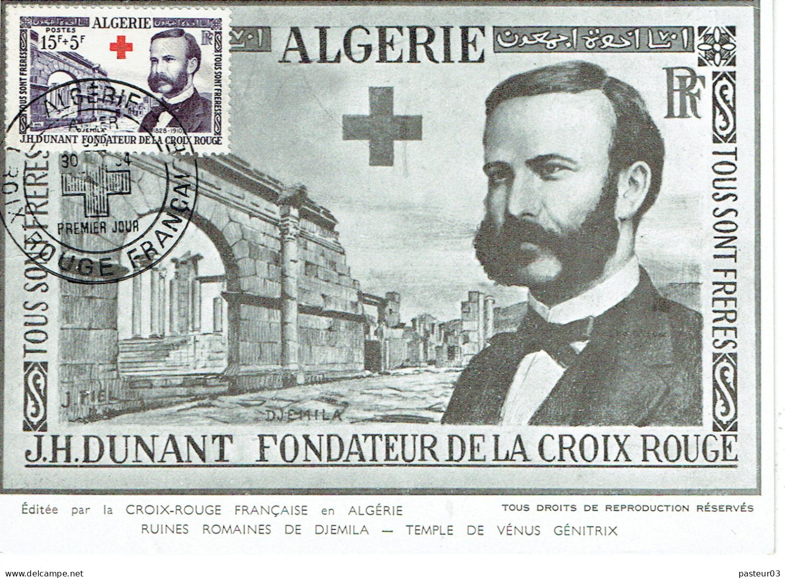 N° 316 Et N° 316 Croix Rouge Premier Jour Alger 30 Octobre 1954 Sur Deux Cartes Postales - Covers & Documents